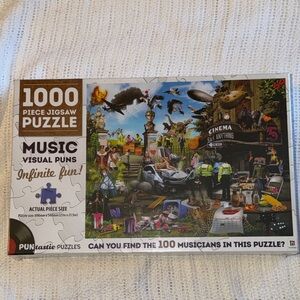 Puntastic 1000 Piece Jigsaw Puzzle with Music Visual Puns NEW Sealed